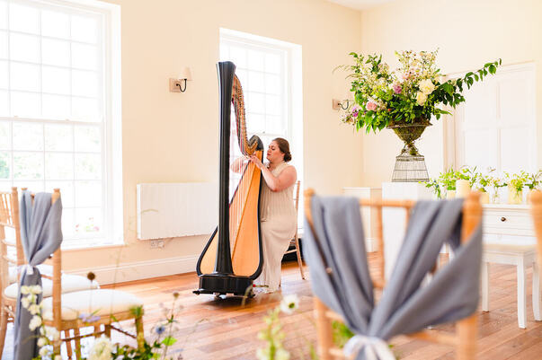 harriet flather harpist at irnham hall amanda forman photography