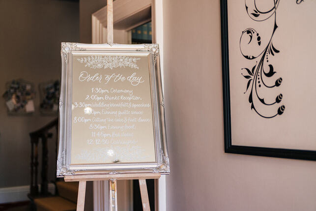 wedding welcome sign inviting writing shottle hall saywell hq photography